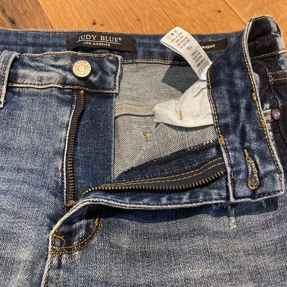 Judy Blue High Rise  Raw Hem Tuxedo Stripe Blue Jeans Size 28 - Picture 13 of 13